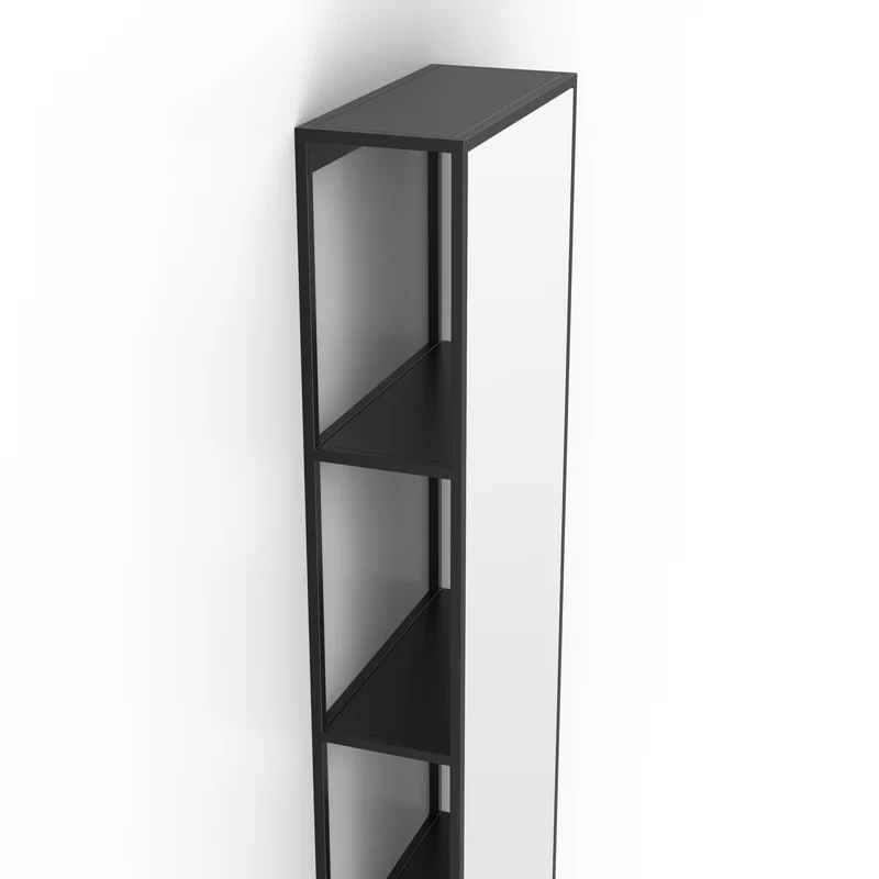 Origins Living Dockside Mirror With Open Shelving 140x30cm - Black