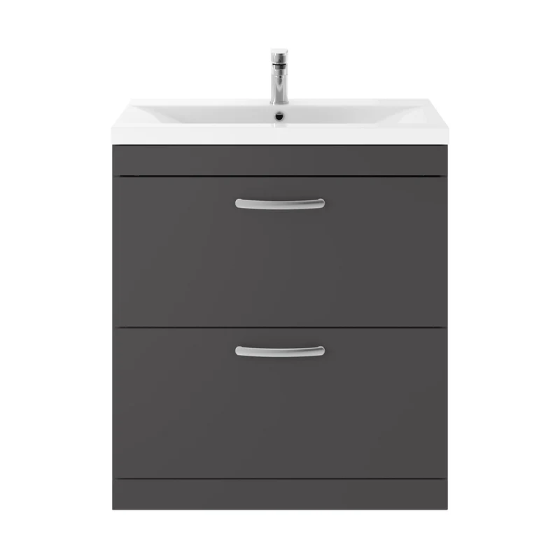 Nuie Athena 800mm Floor Standing Cabinet With Basin 1 Contemporary Gloss Grey MFC 905x810x390mm