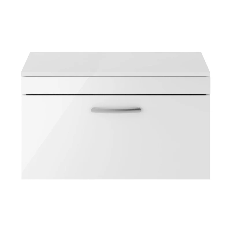 Nuie Athena 800mm Wall Hung Vanity With Worktop Contemporary Gloss White MFC Painted Gloss 448x805x390mm