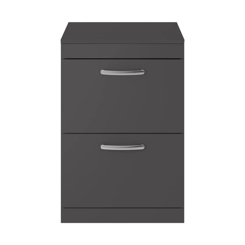 Nuie Athena 600mm Floor Standing Cabinet With Worktop Contemporary Gloss Grey MFC Painted Gloss 883x605x390mm - ATH076W