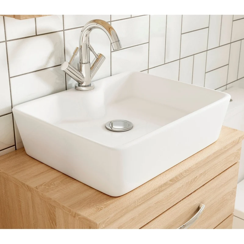 Nuie Athena 600mm Wall Hung Vanity With Worktop Contemporary Gloss White MFC Painted Gloss 556x605x390mm