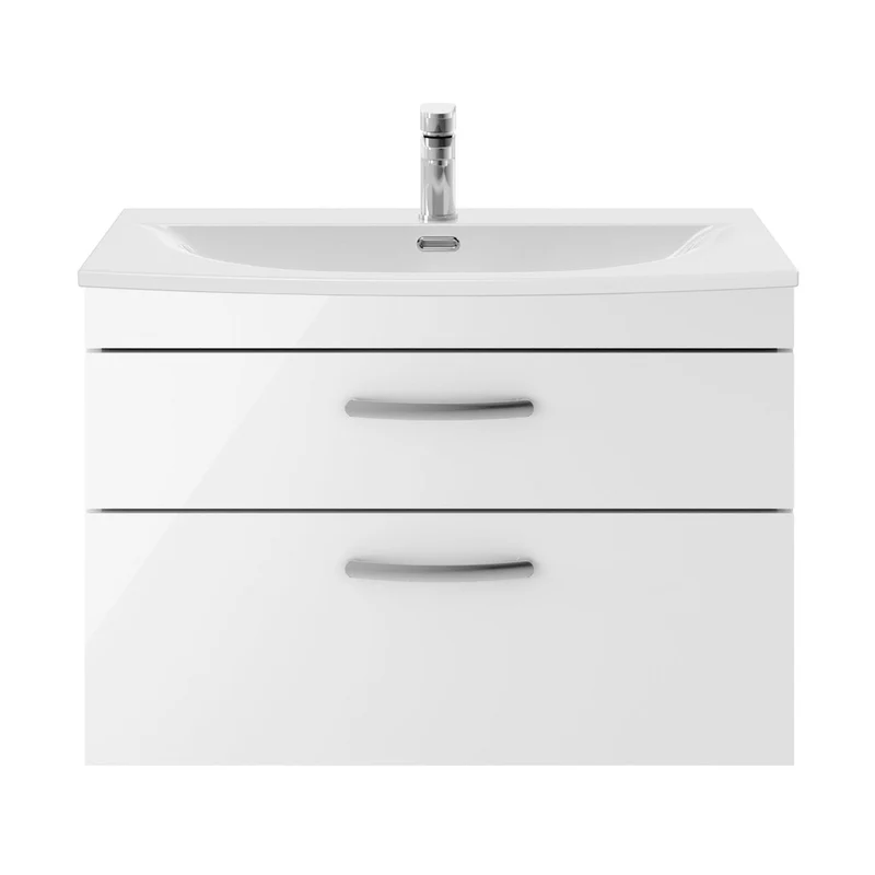 Nuie Athena 800mm Wall Hung Vanity With Basin 4 Contemporary Gloss White MFC 461x810x390mm - ATH069G