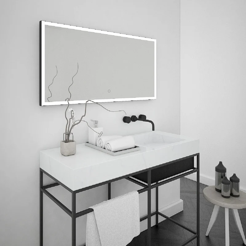 Origins Living Tate Light Rectangular Mirror 120x70cm - Matt Black