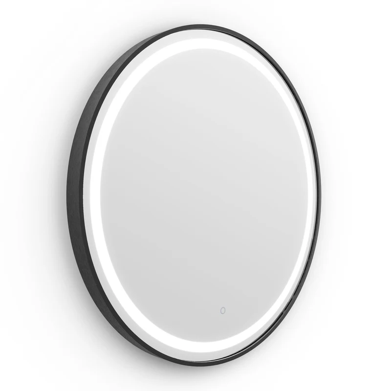 Origins Living Lomax Light Round Mirror 70cm - Brushed Black