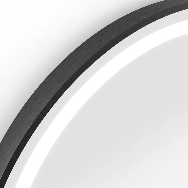 Origins Living Lomax Light Round Mirror 70cm - Brushed Black