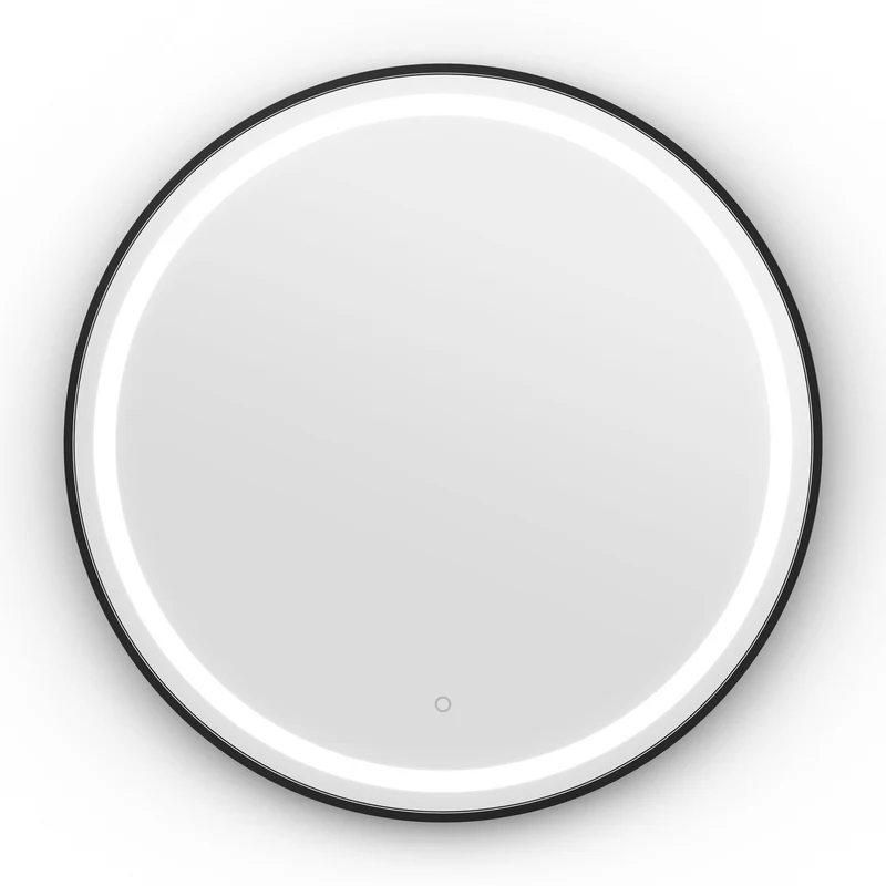 Origins Living Lomax Light Round Mirror 70cm - Brushed Black