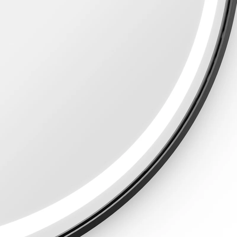 Origins Living Lomax Light Round Mirror 70cm - Brushed Black