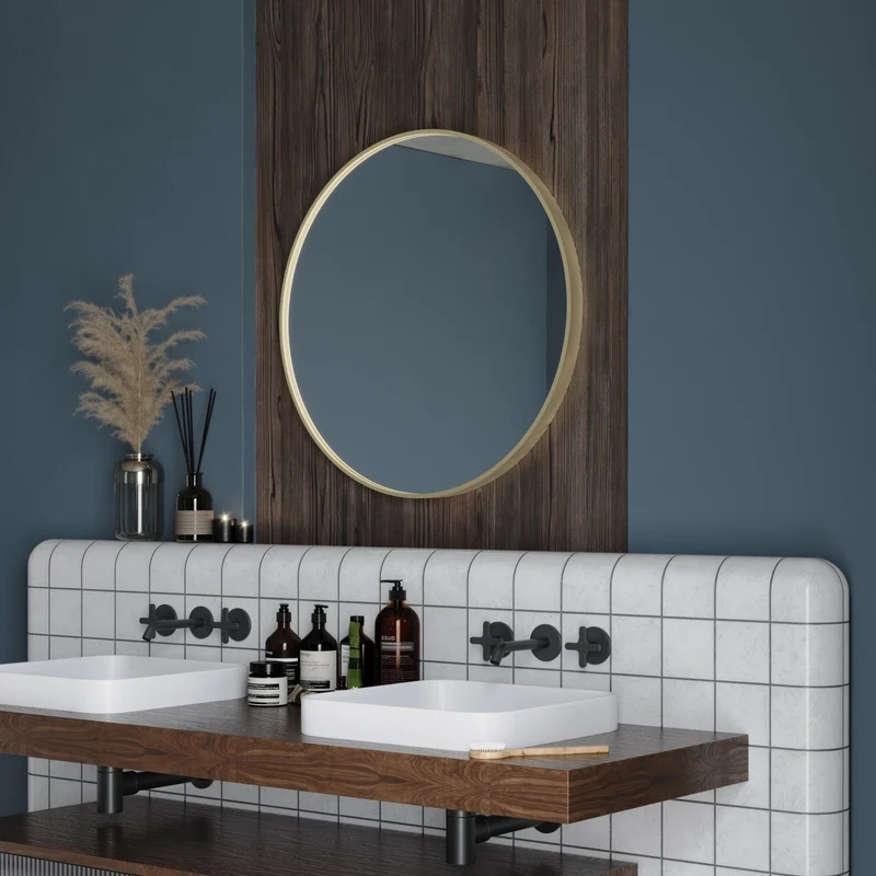 Origins Living Lomax Round Mirror 60cm - Brushed Brass