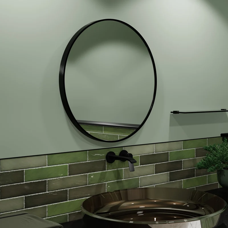 Origins Living Lomax Round Mirror 70cm - Matt Black