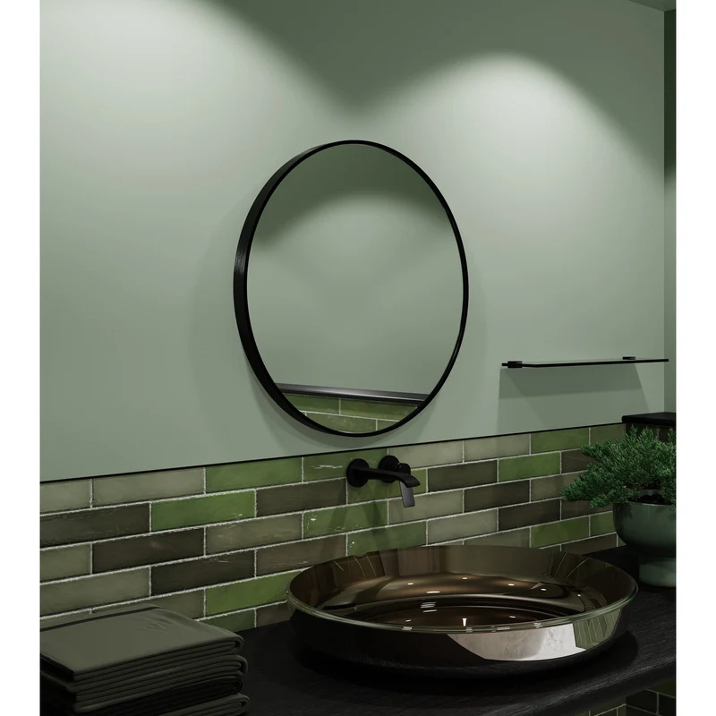 Origins Living Lomax Round Mirror 60cm - Matt Black