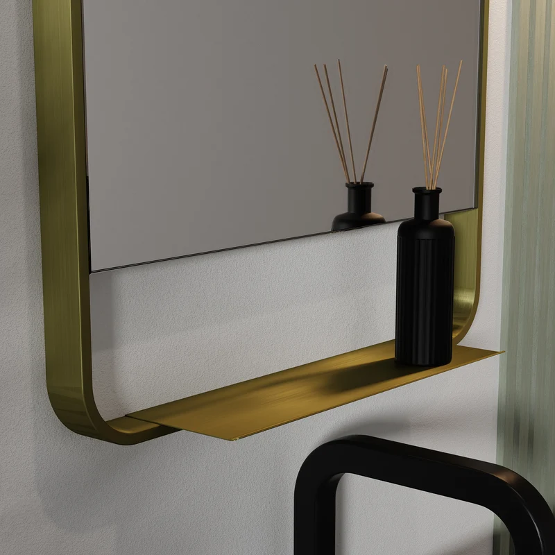 Origins Living Ludgate Mirror with Shelf 55x100cm - Brushed Brass