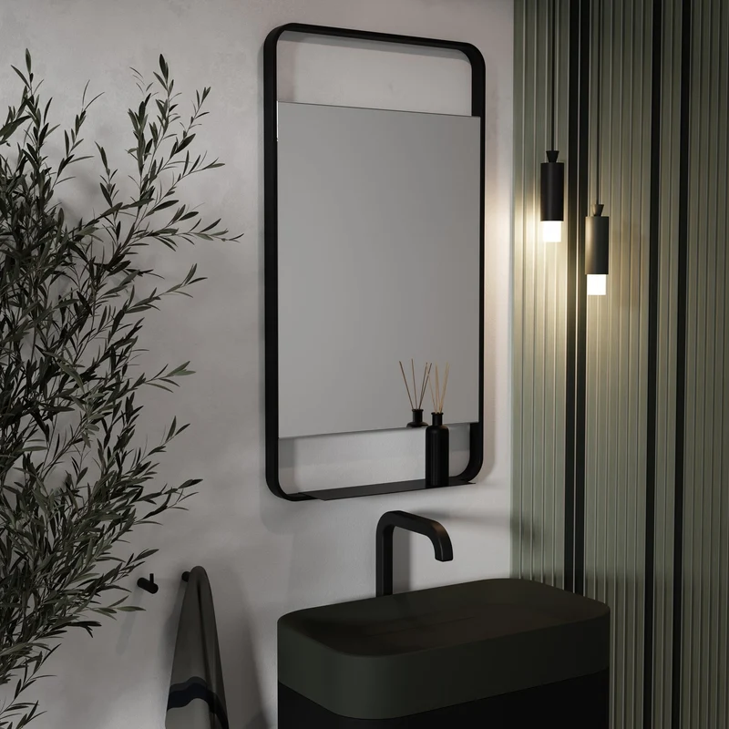 Origins Living Ludgate Mirror with Shelf 55x100cm - Matt Black