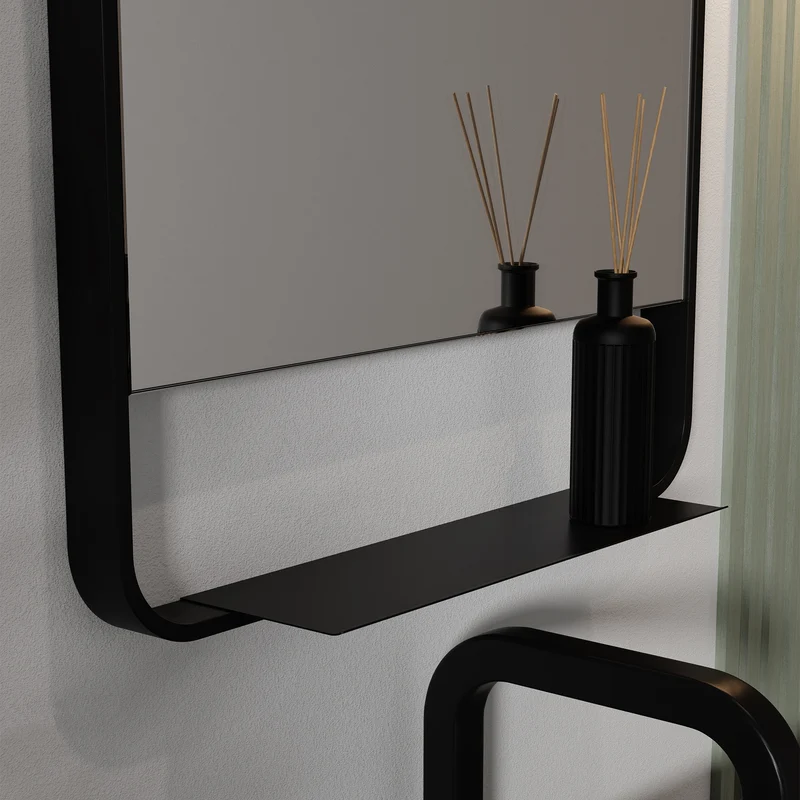 Origins Living Ludgate Mirror with Shelf 55x100cm - Matt Black