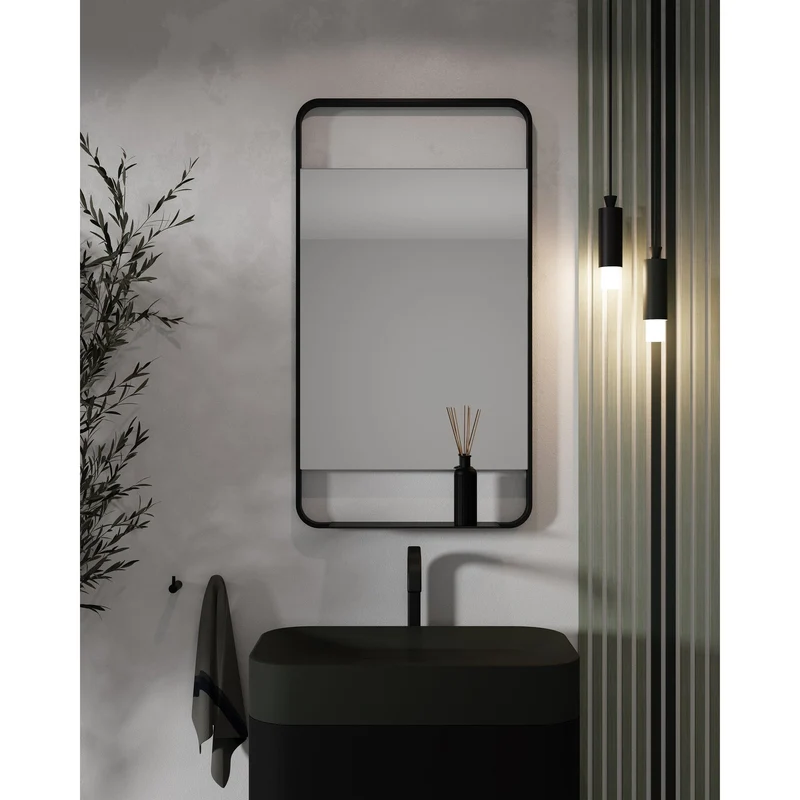 Origins Living Ludgate Mirror with Shelf 55x100cm - Matt Black