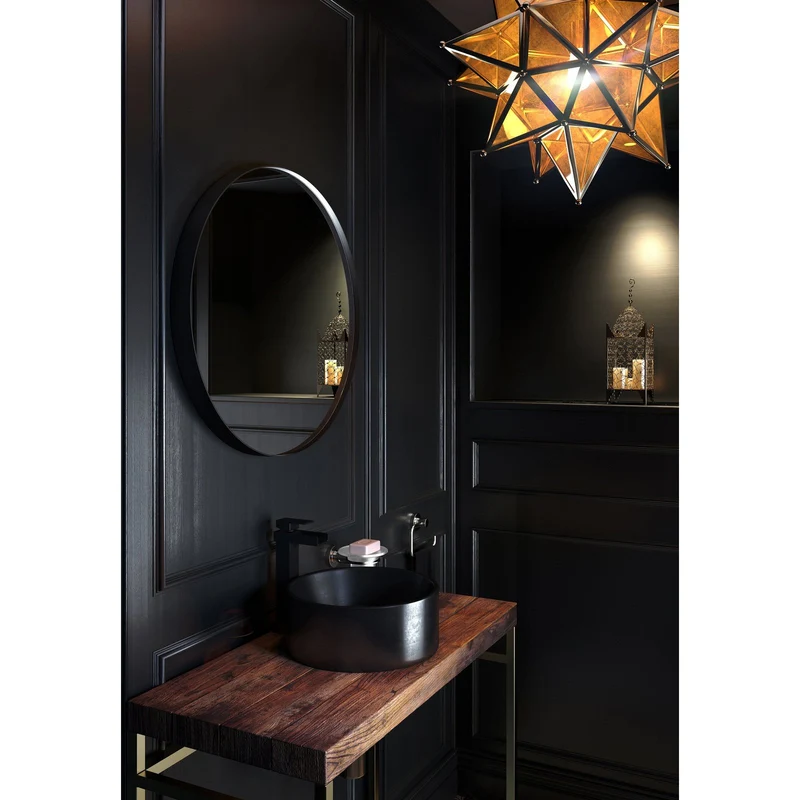 Origins Living City Round Mirror 80cm - Matt Black