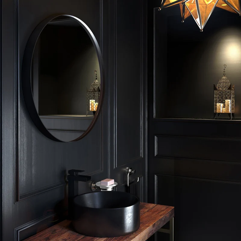 Origins Living City Round Mirror 60cm - Matt Black