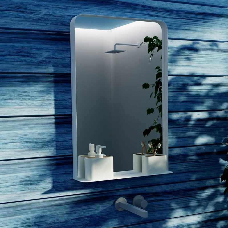 Origins Living City Mirror with Shelf 50 - Matt White