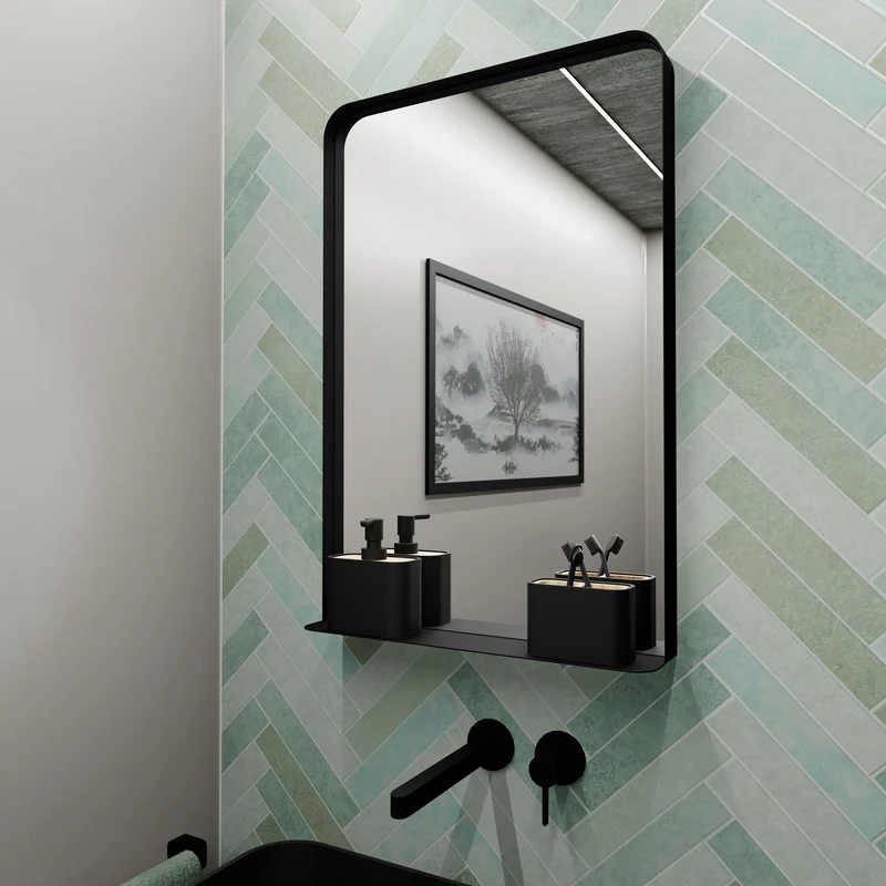 Origins Living City Mirror with Shelf 50 - Matt Black