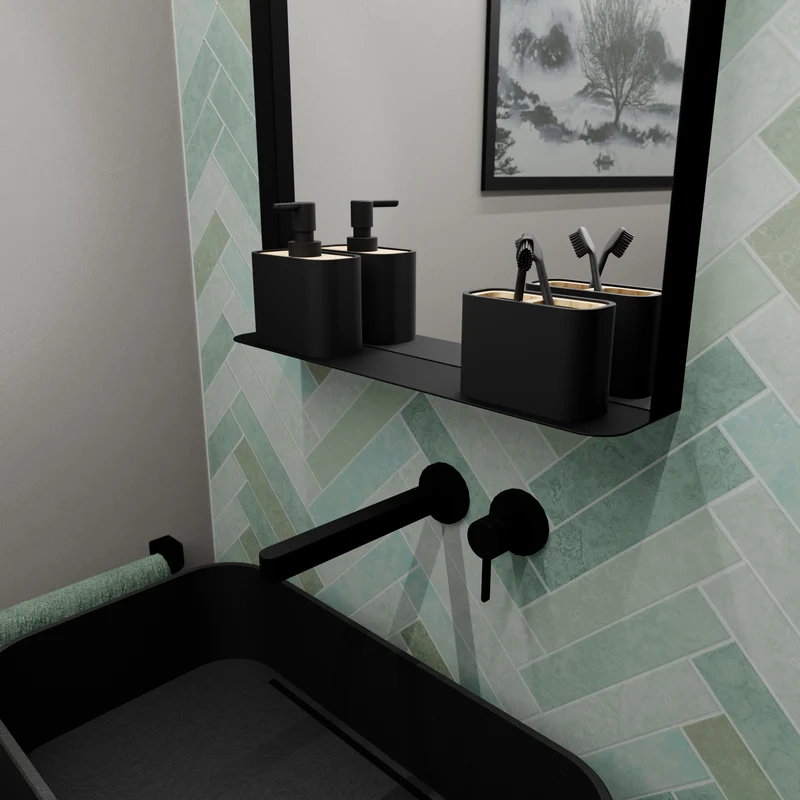 Origins Living City Mirror with Shelf 50 - Matt Black