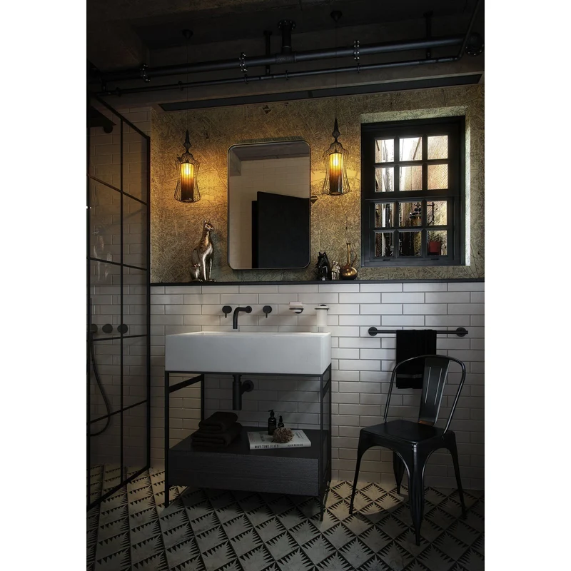 Origins Living City Rectangular Mirror 50x75cm - Matt Black