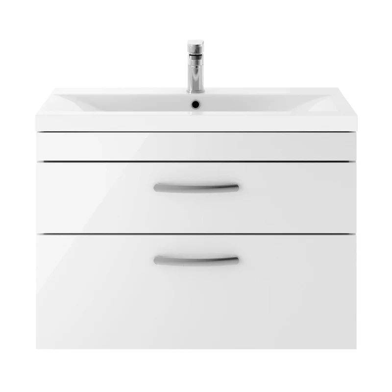 Nuie Athena 800mm Wall Hung Vanity With Basin 1 Contemporary Gloss White MFC 578x810x390mm