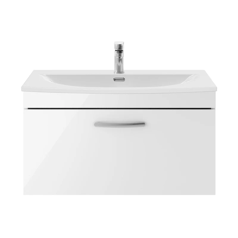 Nuie Athena 800mm Wall Hung Vanity With Basin 4 Contemporary Gloss White MFC 461x810x390mm - ATH062G