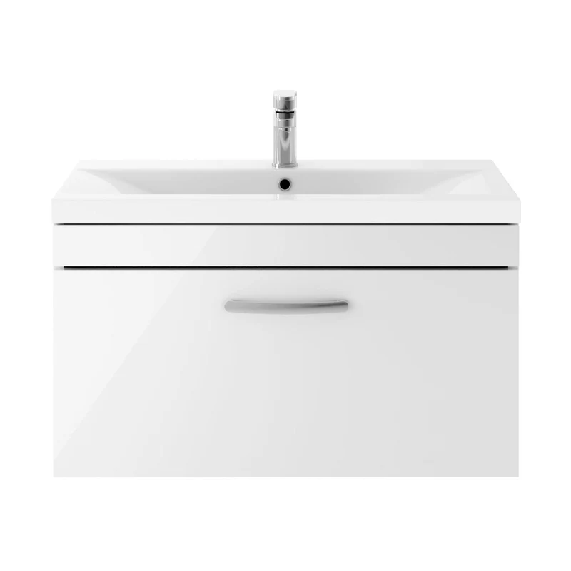 Nuie Athena 800mm Wall Hung Vanity With Basin 1 Contemporary Gloss White MFC 470x810x390mm