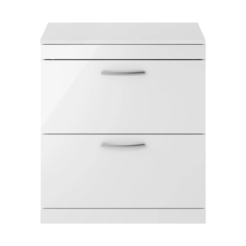 Nuie Athena 800mm Floor Standing Vanity With Worktop Contemporary Gloss White MFC Painted Gloss 883x805x390mm