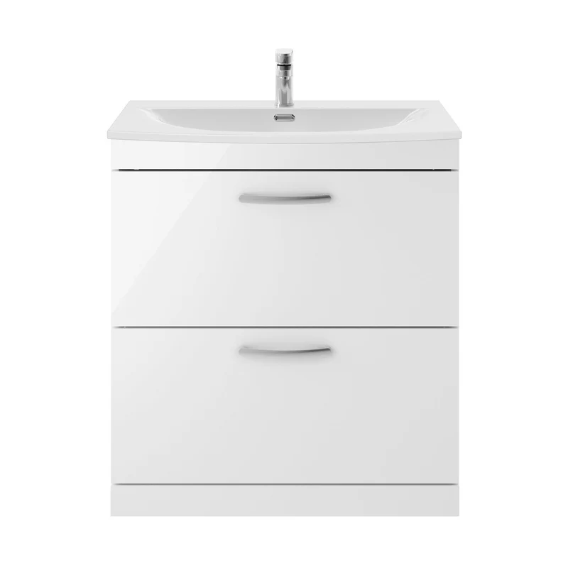 Nuie Athena 800mm Floor Standing Vanity With Basin 4 Contemporary Gloss White MFC 895x810x390mm