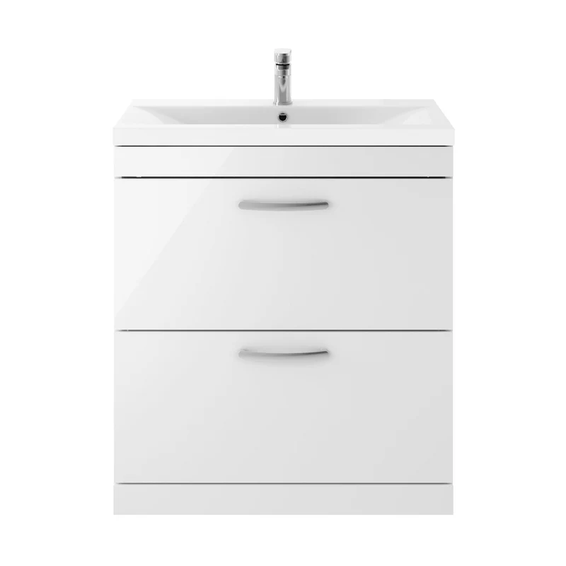 Nuie Athena 800mm Floor Standing Vanity With Basin 1 Contemporary Gloss White MFC 905x810x390mm