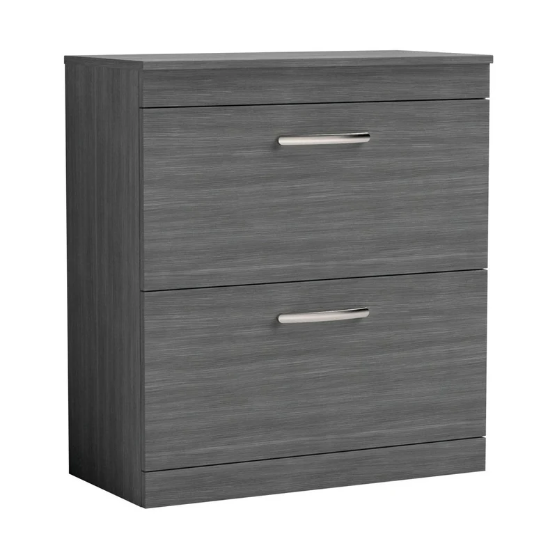 Nuie Athena 800mm Floor Standing Vanity With Worktop Contemporary Anthracite Woodgrain MFC Textured Woodgrain 883x805x390mm