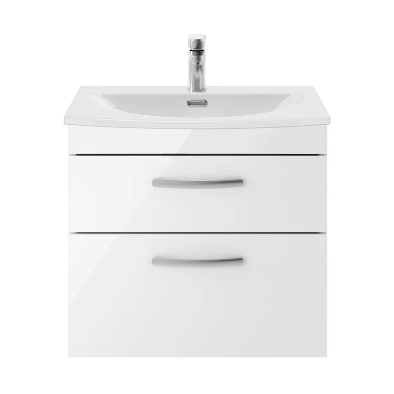 Nuie Athena 600mm Wall Hung Vanity With Basin 4 Contemporary Gloss White MFC 461x610x390mm - ATH048G