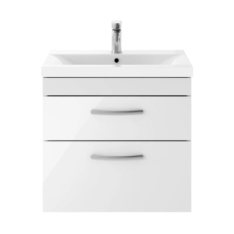 Nuie Athena 600mm Wall Hung Vanity With Basin 1 Contemporary Gloss White MFC 578x610x390mm