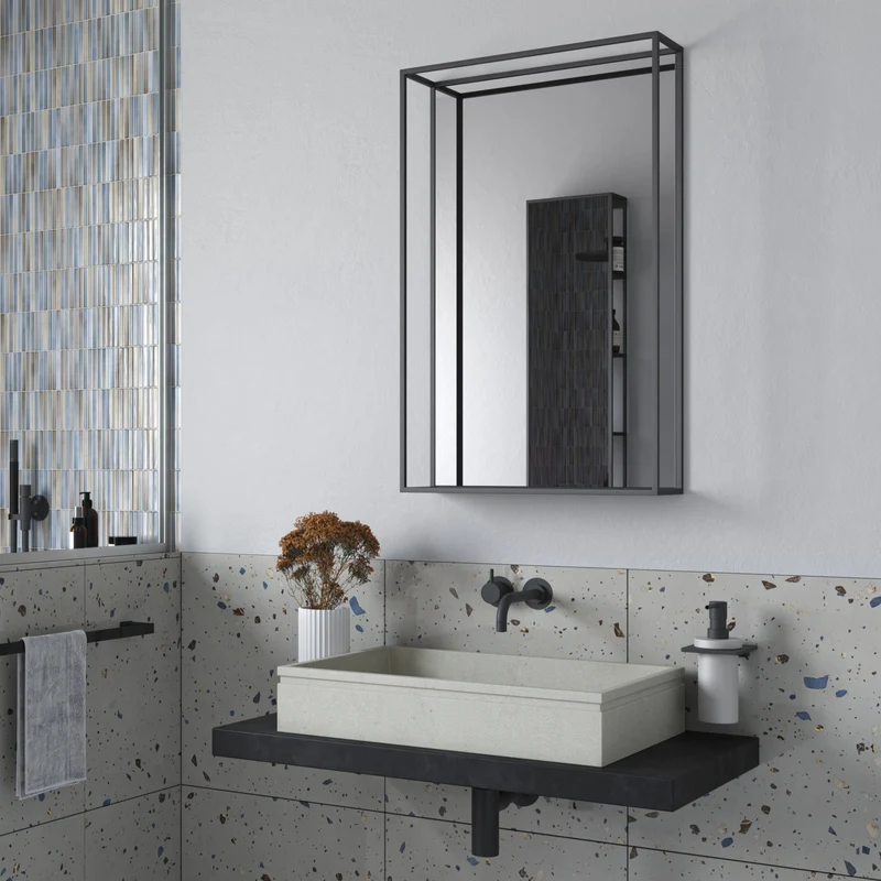 Origins Living Docklands Mirror With Shelf 50x80cm - Matt Black