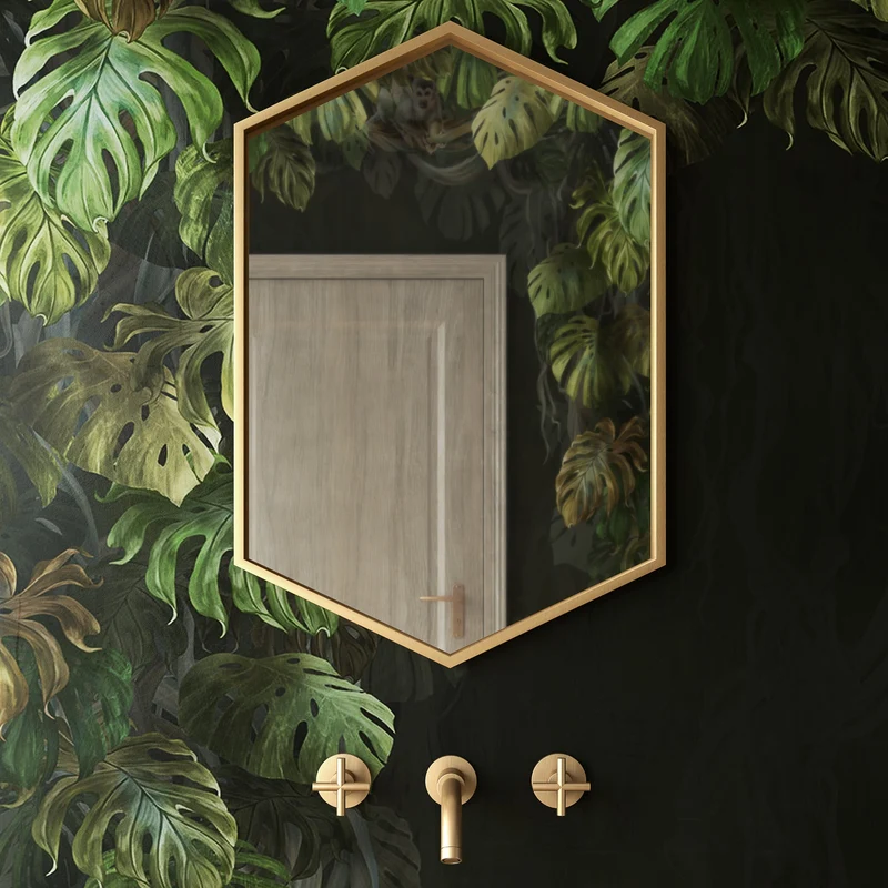 Origins Living Docklands Hexagonal Mirror 50x75cm - Brushed Brass