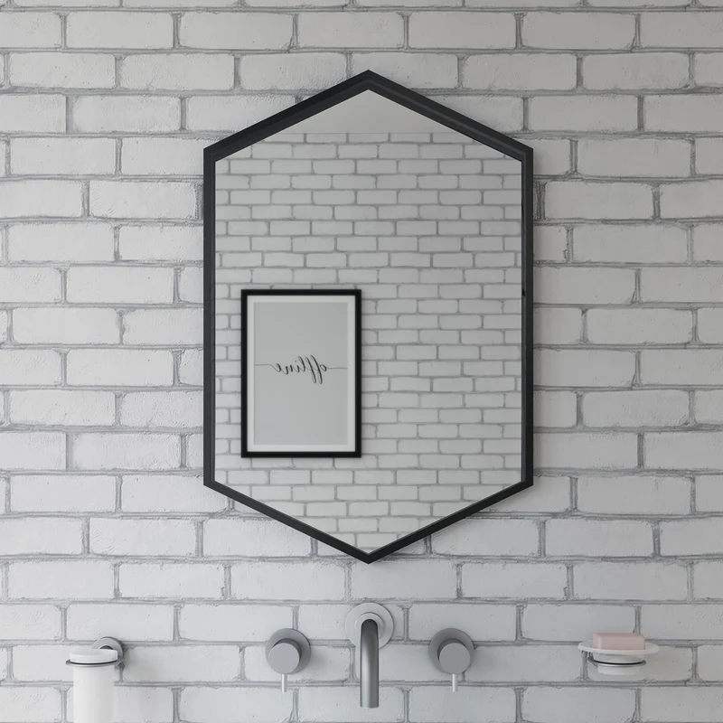 Origins Living Docklands Hexagonal Mirror 50x75cm - Matt Black
