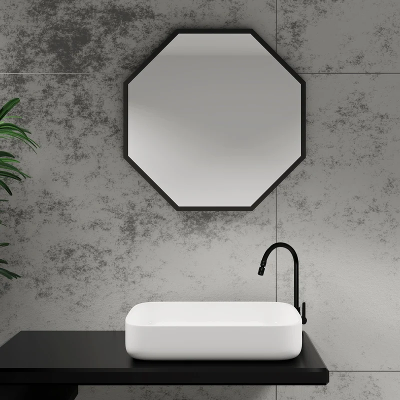 Origins Living Docklands Octagon Mirror 60x60cm - Matt Black