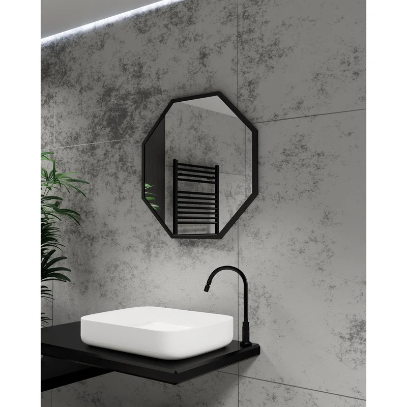 Origins Living Docklands Octagon Mirror 60x60cm - Matt Black