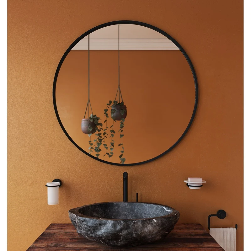 Origins Living Docklands Round Mirror 80cm - Matt Black