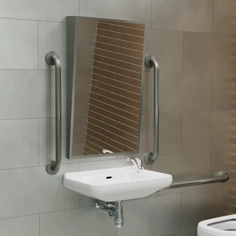 Origins Living Docklands Inclusive Angled Mirror 50x80cm - Brushed Stainless Steel