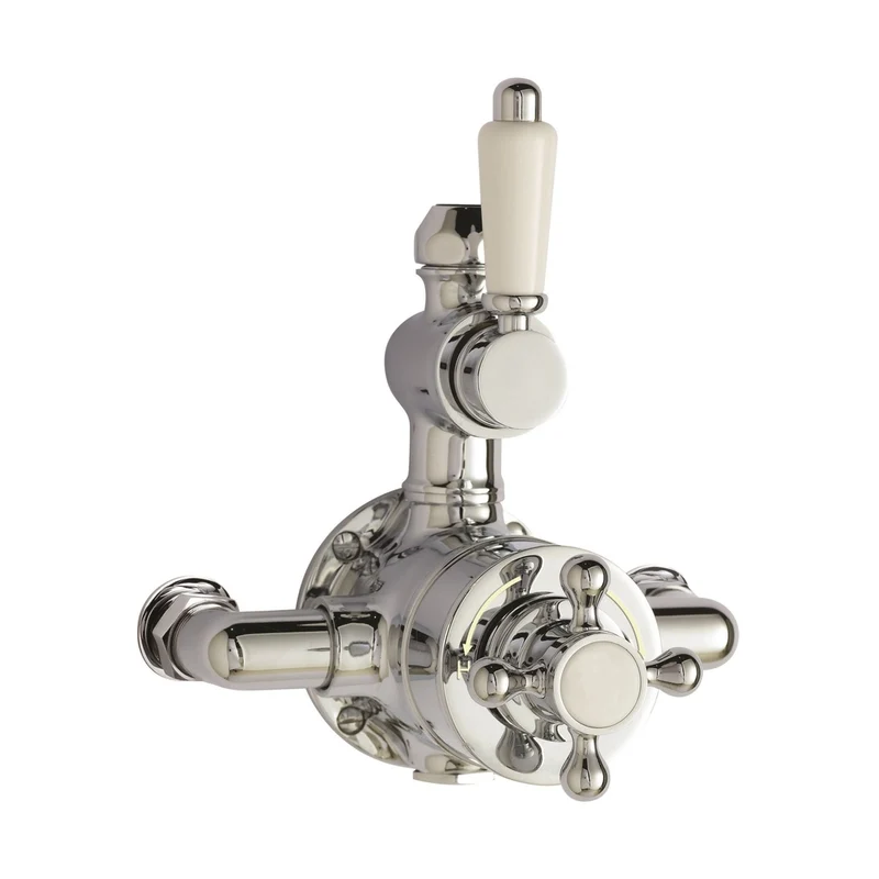 Nuie Victorian Twin Thermostatic Shower Valve Traditional Chrome Brass 160x149x136mm