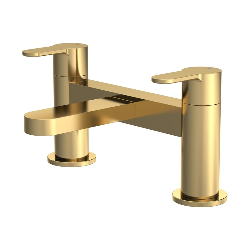 Nuie Arvan Deck Mounted Bath Filler Contemporary Brushed Brass Brass 120x230x142mm