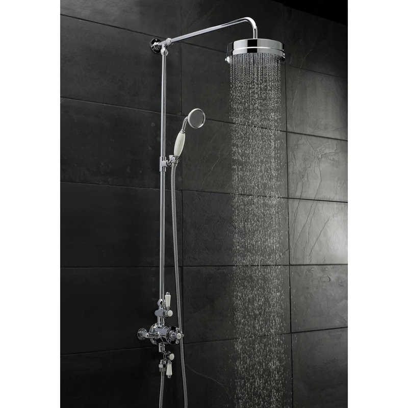 Nuie Victorian Triple Thermostatic Shower Valve Traditional Chrome Brass 333x179x134mm