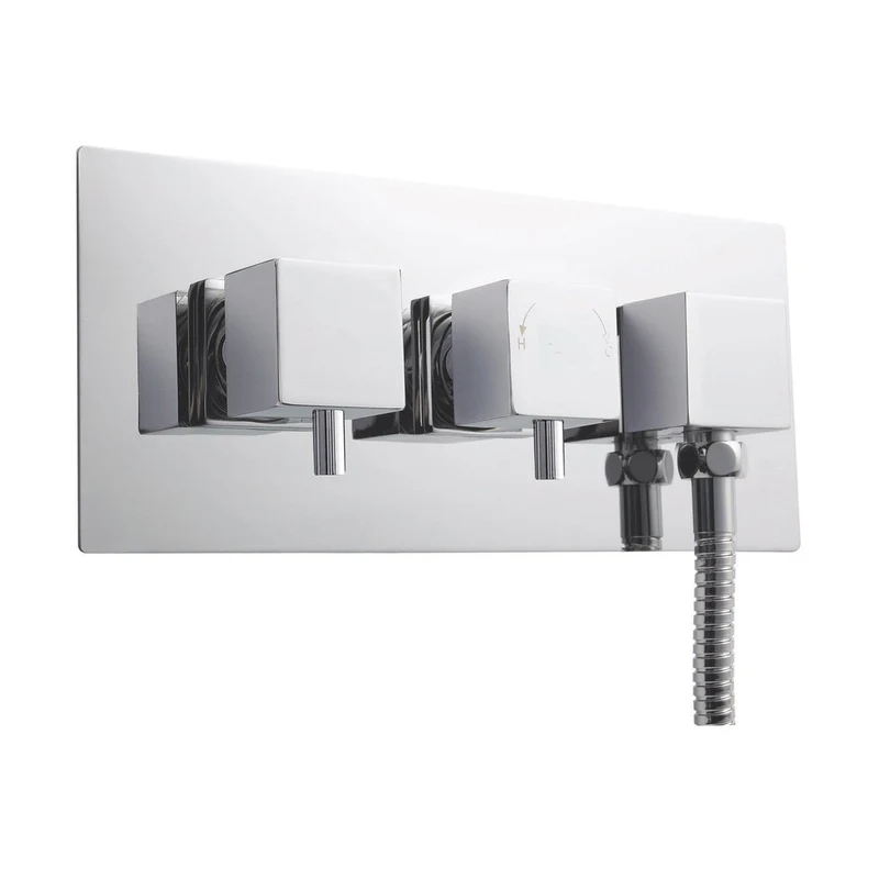 Nuie Twin Thermostatic Shower Valve With Diverter Contemporary Chrome Brass ABS 120x280x136mm