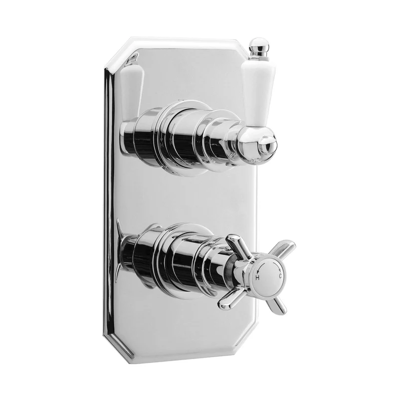 Nuie Victorian Twin Thermostatic Shower Valve Traditional Chrome Brass ABS 210x120x135mm