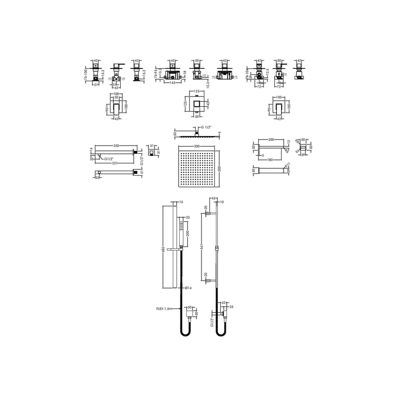 Nuie 3 Outlet Bundle Windon With Stop Tap & Diverter Contemporary Chrome Brass ABS