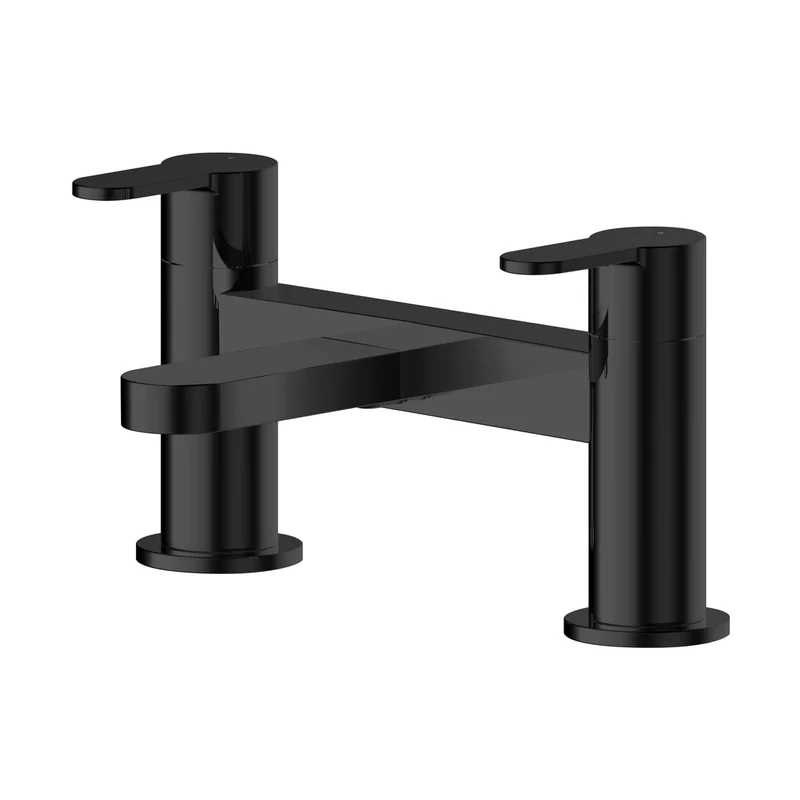 Nuie Arvan Deck Mounted Bath Filler Contemporary Matt Black Brass 120x230x142mm