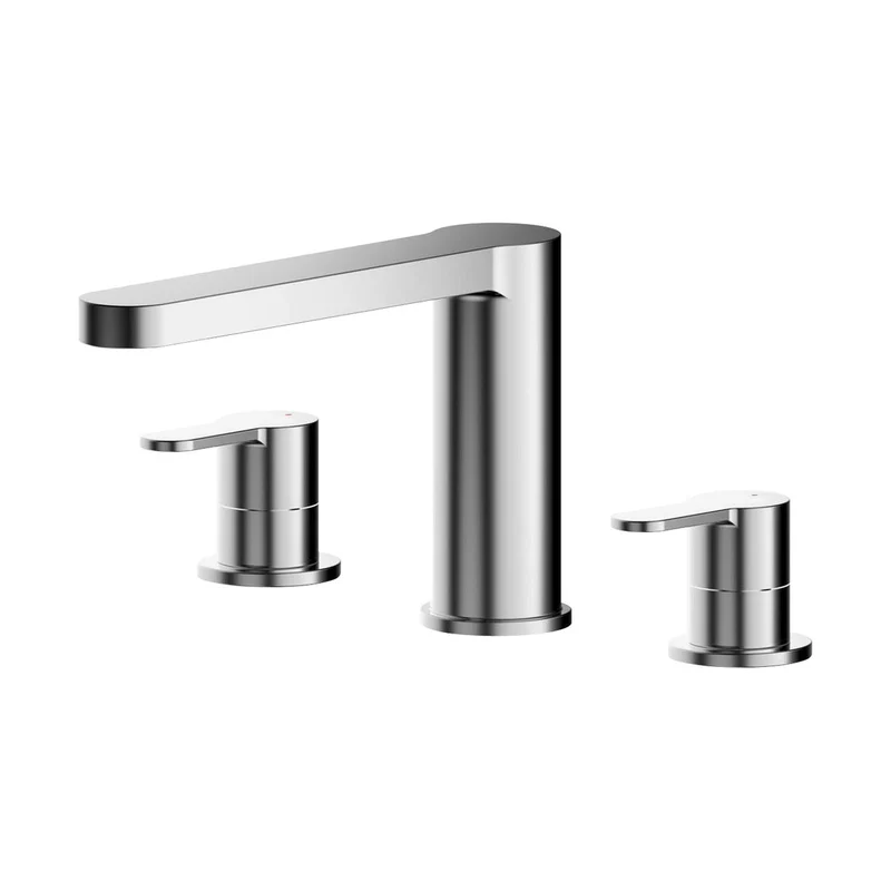Nuie Arvan Deck Mounted 3 Tap Hole Bath Filler Contemporary Chrome Brass 135x250x222mm