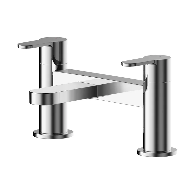 Nuie Arvan Deck Mounted Bath Filler Contemporary Chrome Brass 120x230x142mm