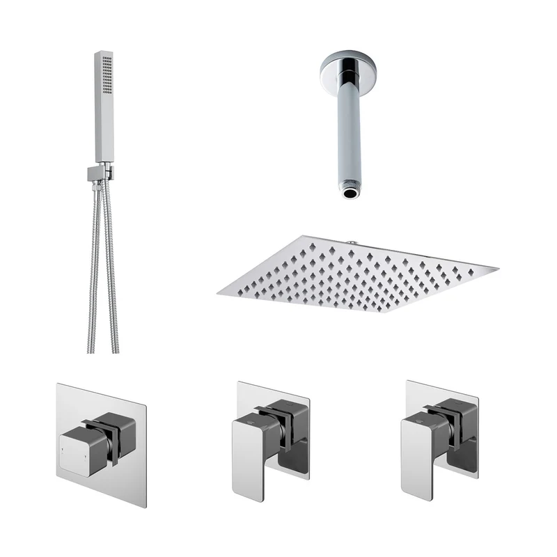 Nuie 2 Outlet Windon Bundle With Stop Taps Contemporary Chrome Brass ABS
